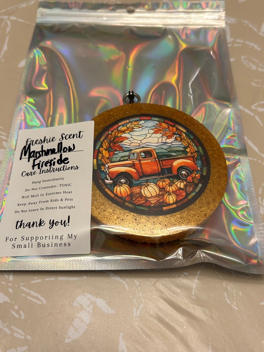 Handmade Gold Autumn Truck Feeshie Marshmallow Fireside Scent